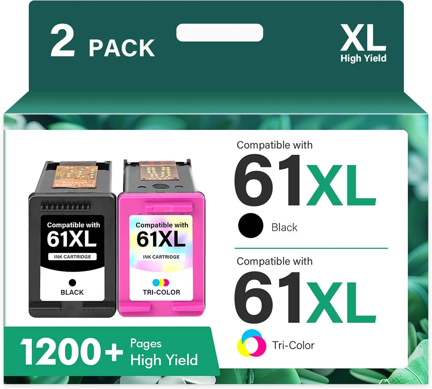 

61XL 61 Ink Cartridge Combo Pack for HP Printers, Replacement for Envy 4500 5530 Models (1 Black, 1 Tri-Color)