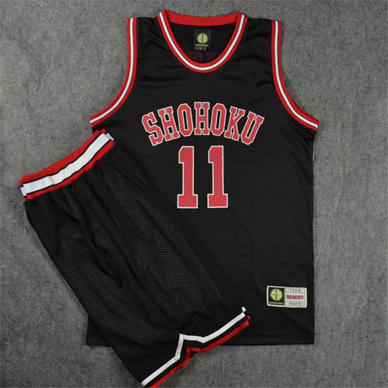 Anime Shohoku School Basketball Team Jersey Sets Rukawa Hanamichi Sakuragi Black Jersey Set Cosplay Costume Uniform