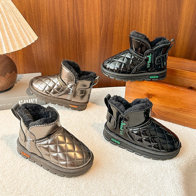 

Girls Snow Boots Waterproof Warm Thick Fur Children Short Boots Soft Bottom 2025 Winter New Kids Ankle Boots Non-slip Trendy