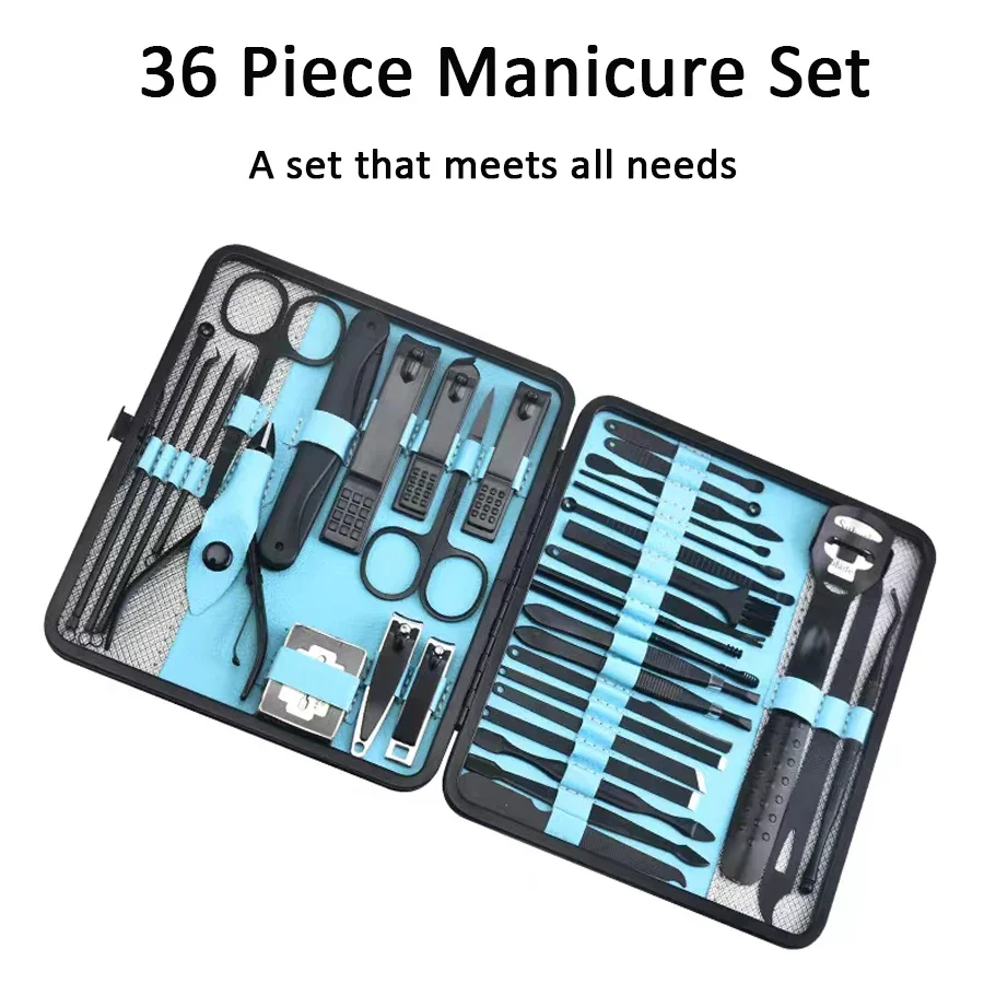 

Профессиональный набор кусачек для ногтей, 36 шт., маникюрный набор, инструменты для ухода за педикюром, женский набор для ухода за ногтями из нержавеющей стали для путешествий или дома