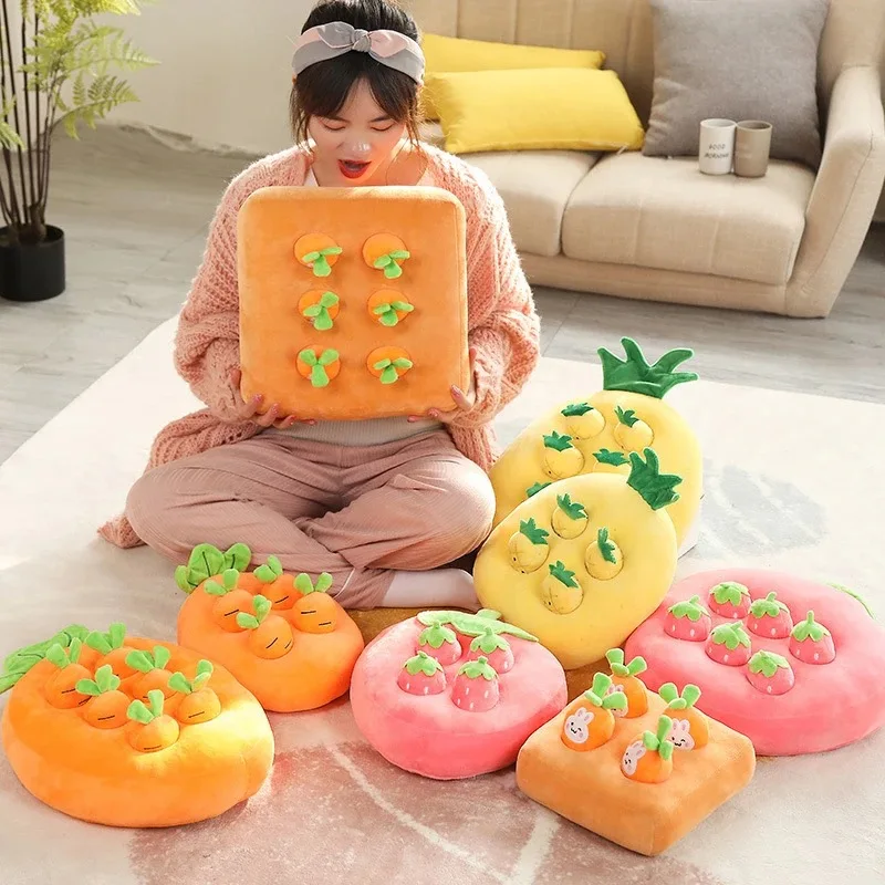 Baby Montessori Pulling Vegetable Fruit Plush Toy Set Pull the Carrot Picking Game Parent-child Interaction Education Plush Toy