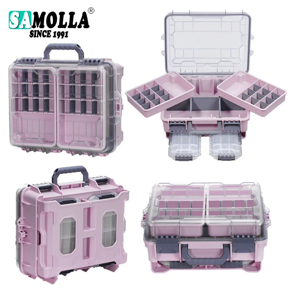 Hard Fishing Storage System Thickened Large Space Box Grey/Pink/Blue/Green Multifunctional Storage Box Three Layer Fishing Box