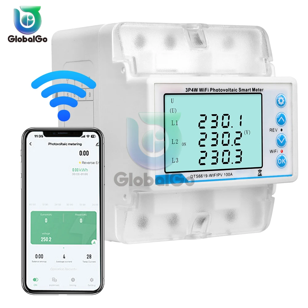 

Tuya WiFi 100A 3P4W Photovoltaic Meter Three Phase Recloser Switch Intelligent Reclosing Protector Limiting Circuit Breaker