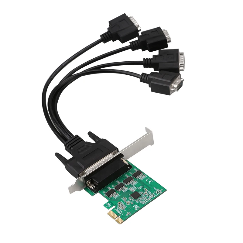 4-портовая низкопрофильная последовательная карта адаптера PCIe Rs232 PCI Express Add on Card Карта расширения ASIX/AX99100 с коммутационным кабелем