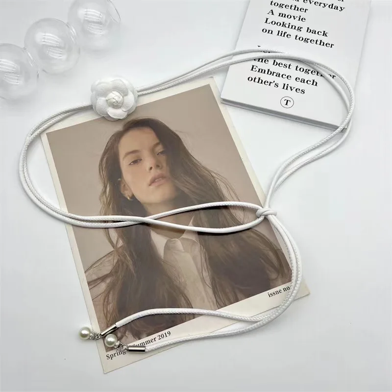 New Flowers Leather Rope Belt for Women Dress Accessories Versatile Soft Knot Fashion Waist Rope Solid Colour Waistband