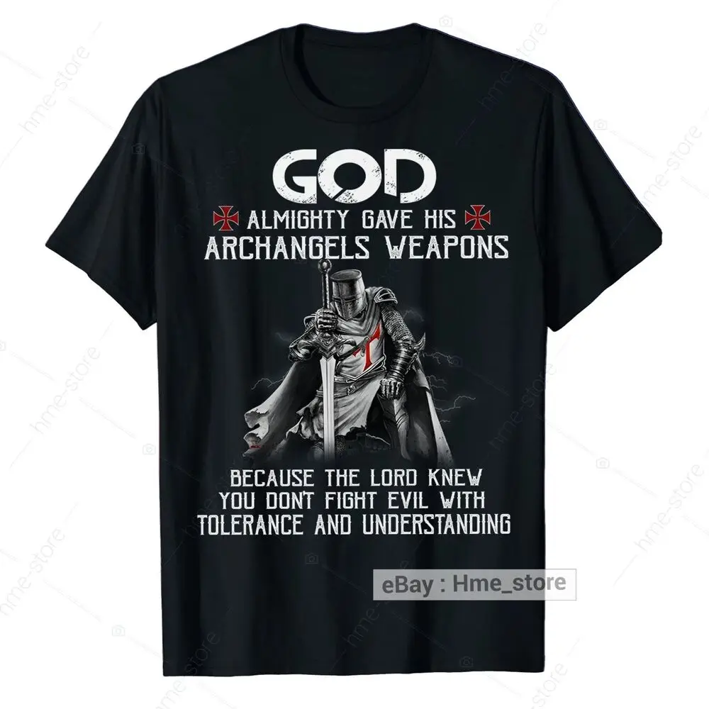 Christian Knight Templar T-Shirt Archangels Weapons To Fight Evil Of God Anime Graphic T-shirts