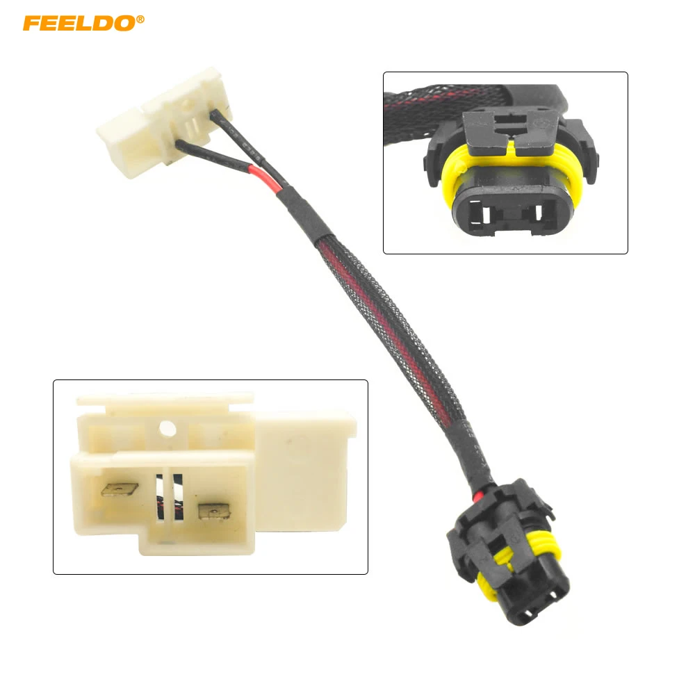 

FEELDO 1PC Car LED HID Bulb Wire Headlight Plug Adapter For DENSO Black Ballast Socket To 9005 Car Light Cord Connector Wire