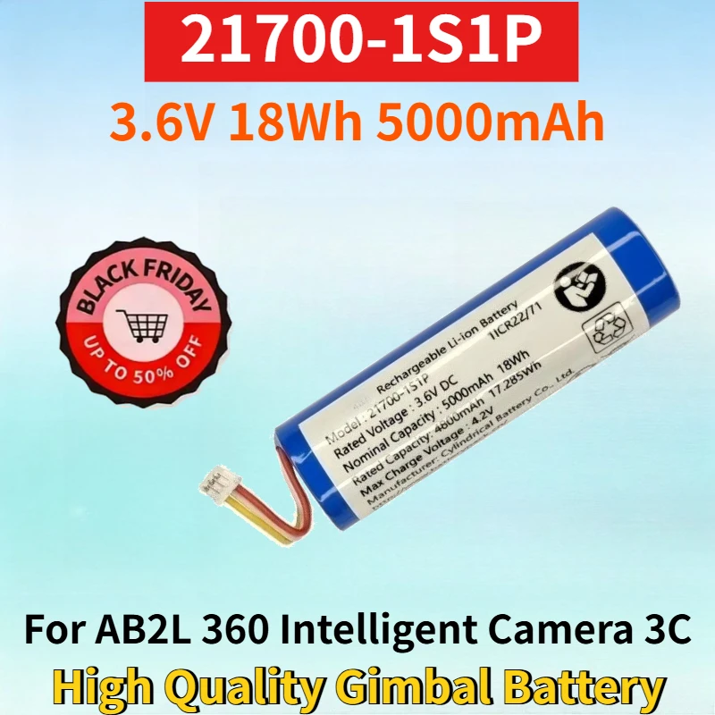 New 21700-1S1P 3.6V 18Wh 5000mAh Li-ion Rechargeable Battery Pack for AB2L 360 Intelligent Camera 3C High Quality Gimbal Battery
