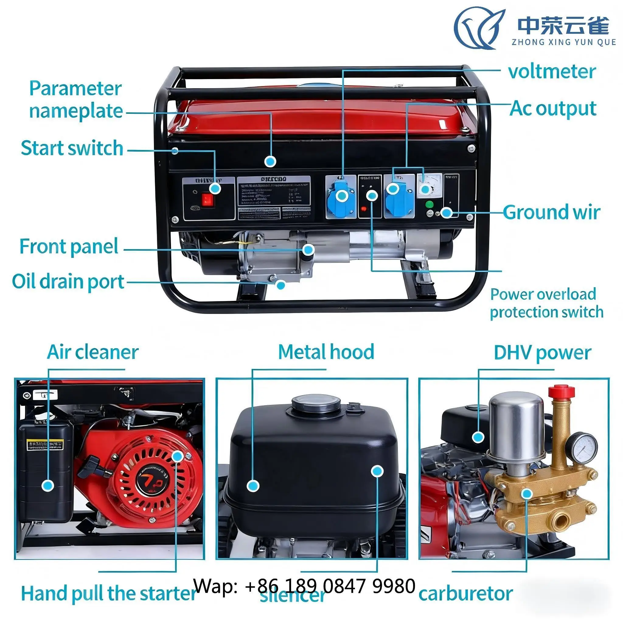 【Hot】Home Backup Outdoor Camping 10KW Portable Gas-oline Generator 220V 380V Dual Voltage Remote Start 50Hz Compact Silent RV Jo