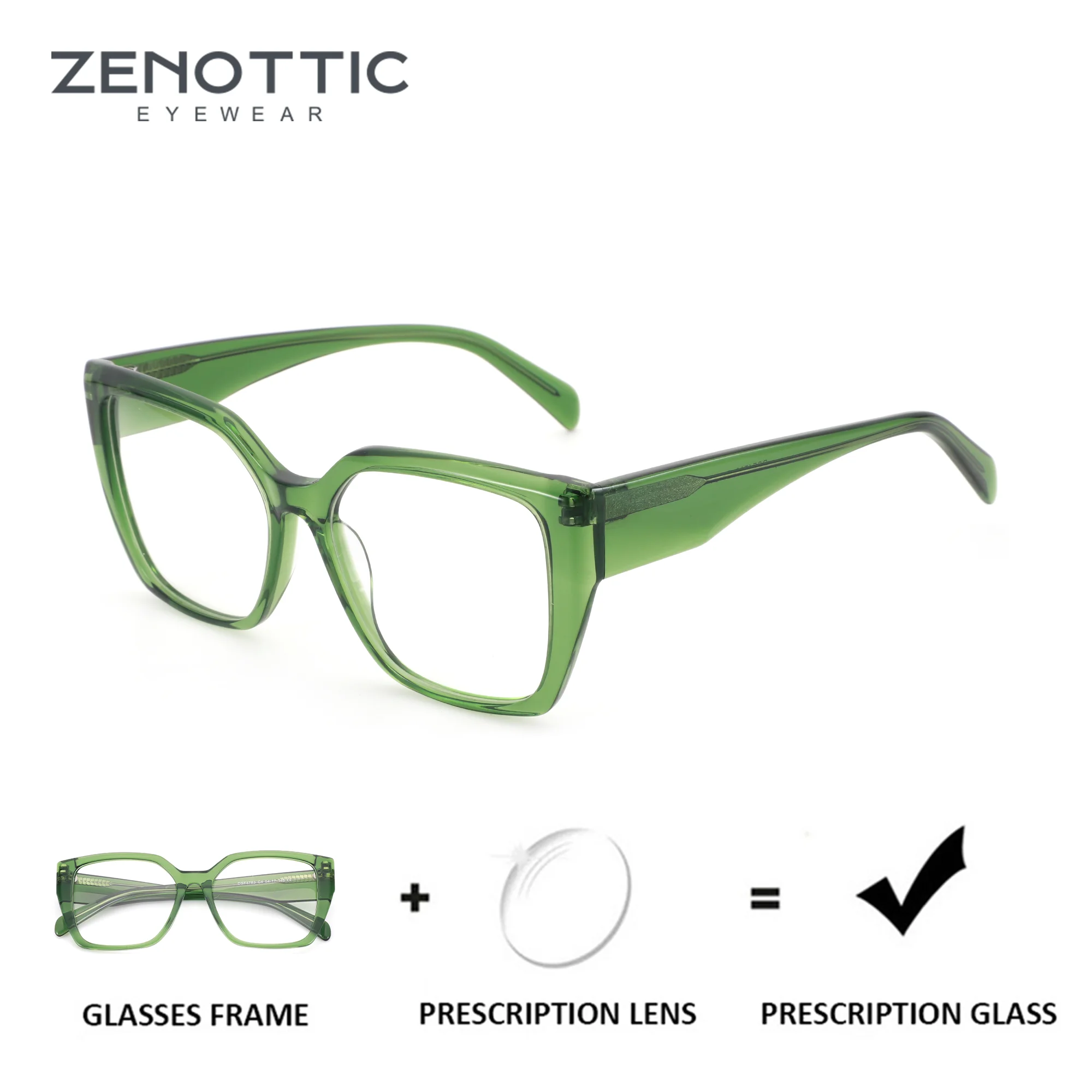 

ZENOTTIC (M Size) Fashion Butterfly Prescription Eyeglasses Male for Handmade Acetat Photochromic Optical Glasses for Women