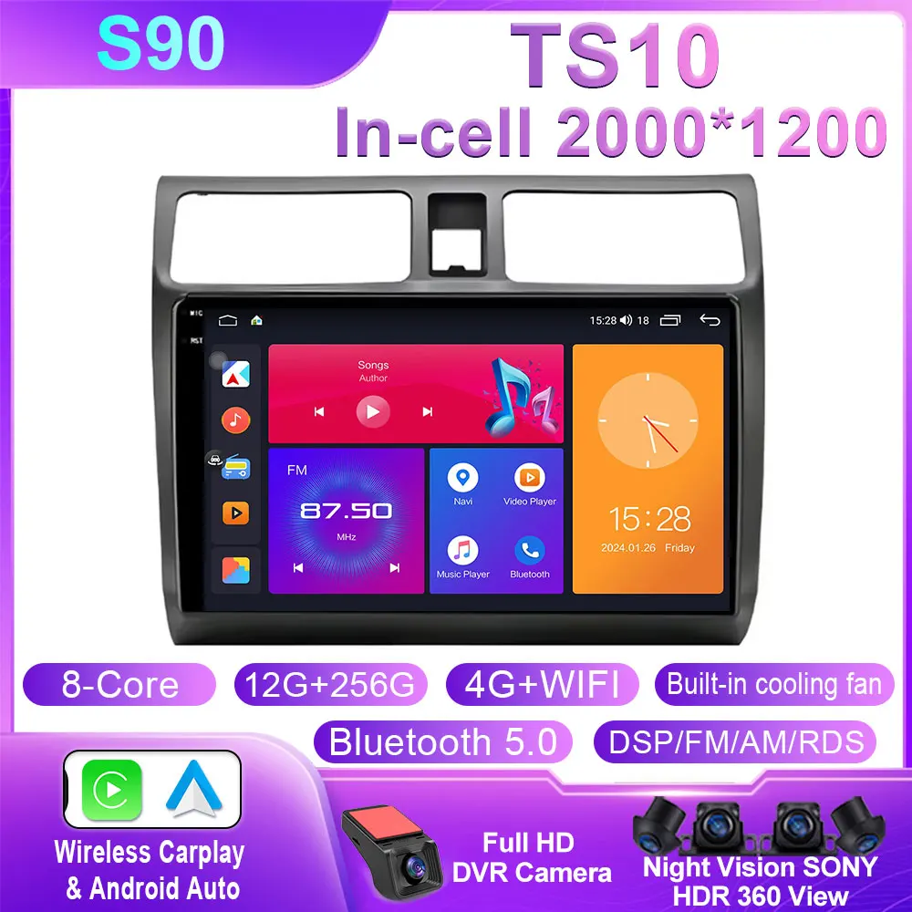 Android 14 Autoradio Voor Suzuki Swift 2003-2006 2007 2008 2009 2010 Multimedia Speler Stereo Carplay AUTO Head Unit WIFI 4G BT