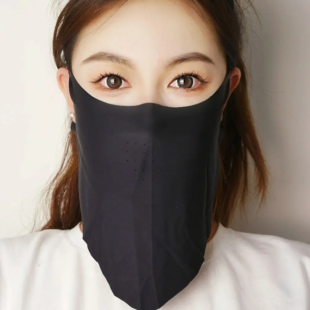 

UV Protection Sunscreen Mask Sun Proof Bib Solid Color Sunscreen Face Scarf Summer Face Scarves Face Cover Ice Silk Mask Men