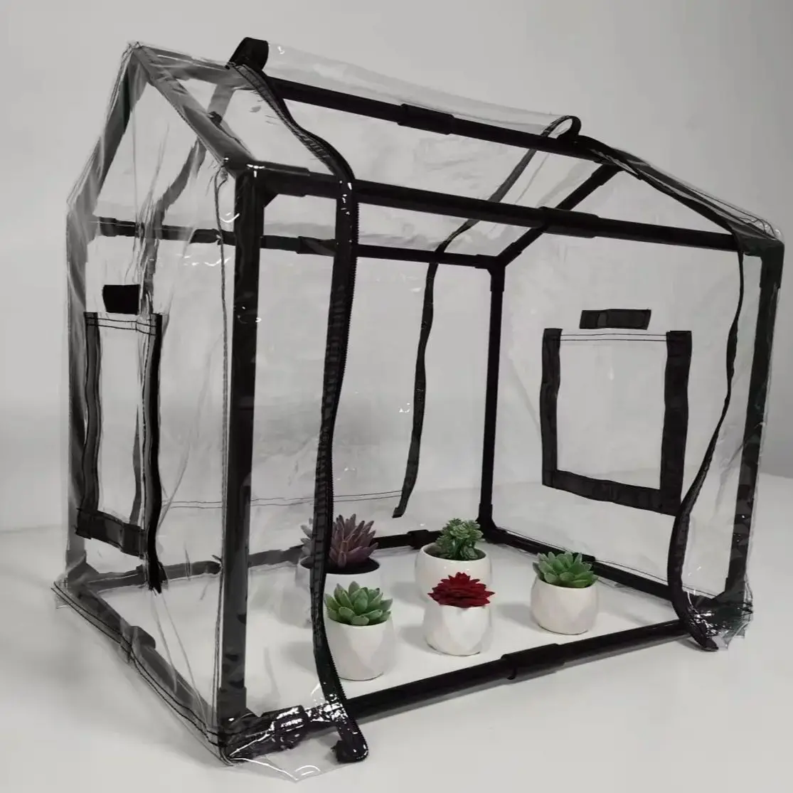 New Arrival Black Plant Greenhouse, Stain-Resistant and Dirt-Proof. PE Floor Mat Available as an Option.