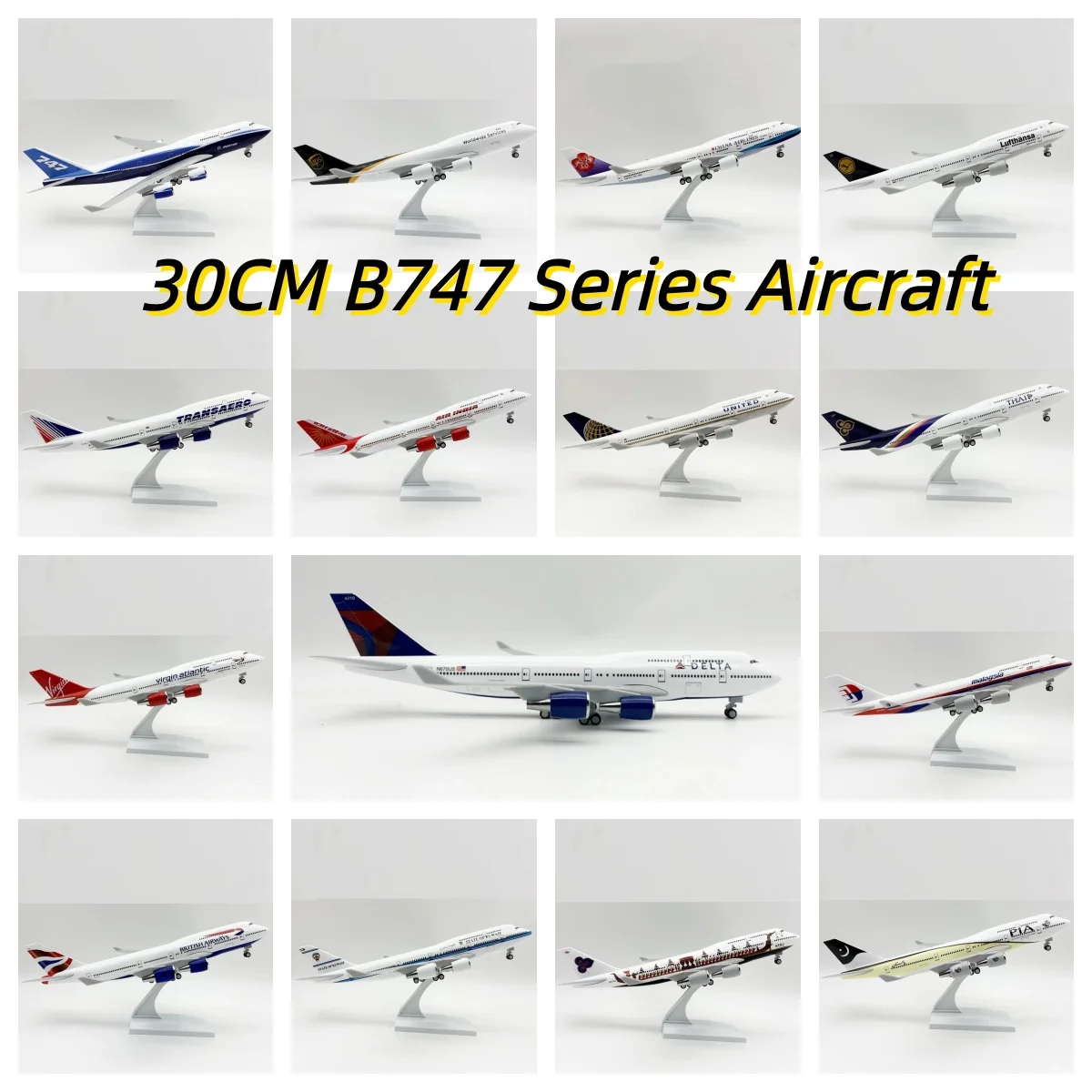 

Модель самолета 30 см, серия 747, набор для сборки модели самолета из смолы (с подставкой), авиационные игрушки для мальчиков, коллекция самолетов в масштабе 1/250, подарок