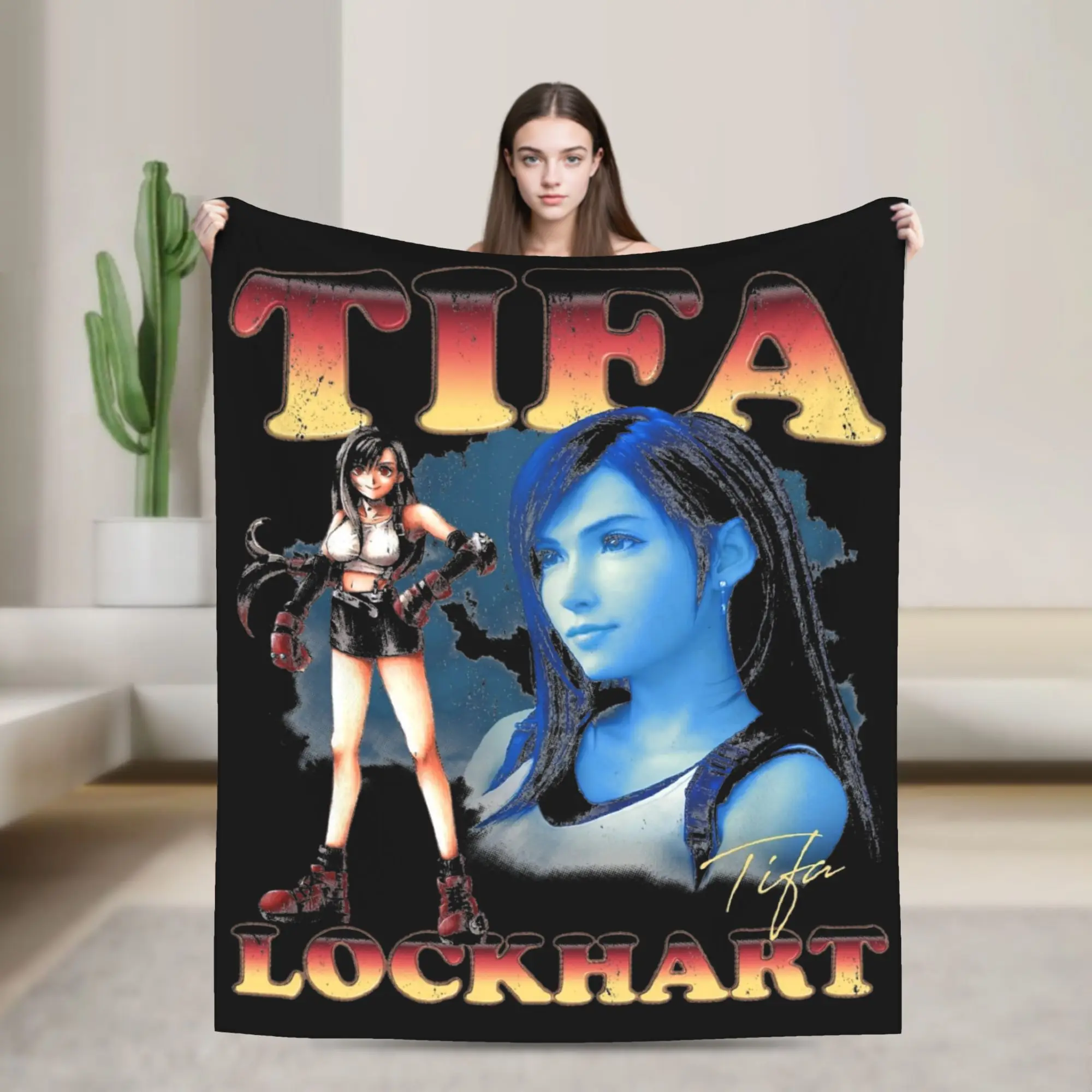 Tifa Lockhart Vintage Finals Fantasys Blanket Cover Wool Throw Blanket Airplane Travel Decoration Lightweight Bedspreads,