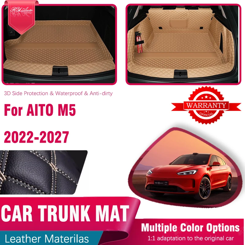 

Leather Car Trunk Mats For AITO M5 Seres 5 2022 2023 2024 2025 2026 2027 Anti-dirty Carpets Cargo Covers Liners Auto Accessories