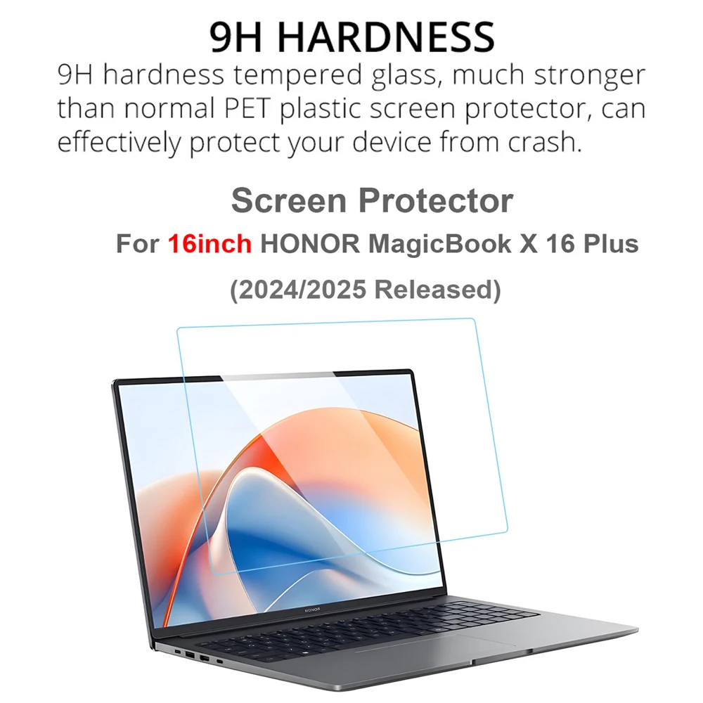 For 16Inch HONOR MagicBook X16 Plus 2024 2025 Screen Protector Scratch-proof Clear 0.3MM HD 9H NoteBook Tempered Glass