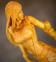 XS587 -20X6X6 CM Cool Girl Boxwood Sculpture Feng Shui Wood Carving Anime CharactersPretty Lady Collection Ornaments