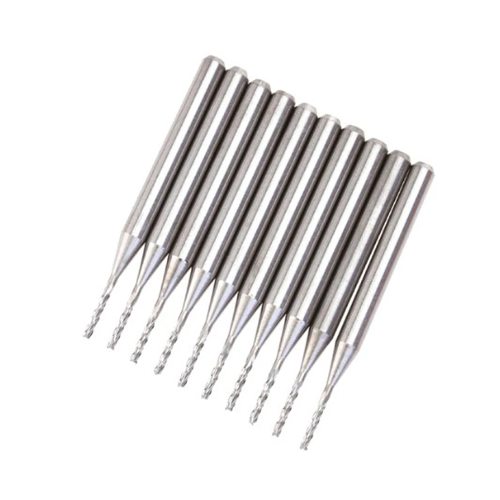 

10pcs 1.0Mm Tungsten Steel Pcb Endmill Carbide Milling Cutter For Aluminum Fiberglass Wood Circuit Board Drilling 3.1Mm D 38Mm L