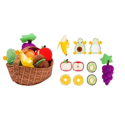 Fruit Basket Play House Model Soft Plush Toy Apple Orange Banana Watermelon Kiwi Grape Avocado Food Kitchen Boy Girl Friend Gift