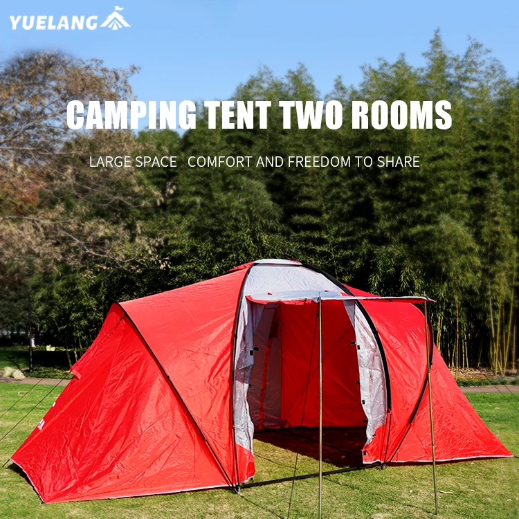 Luxury outdoor family tent camping tent two bedroom double decker 4-6 person tent