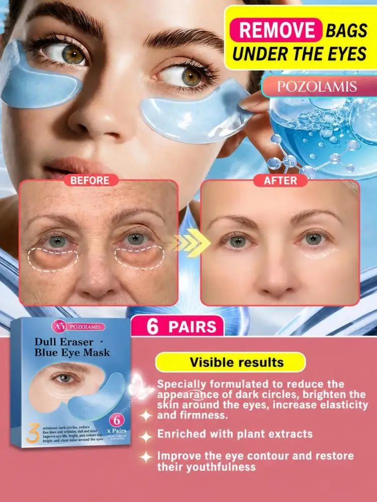 Brightening Blue Under‑Eye Gel Mask Patches, Nourish Delicate Surrounding‑Eye Skin, Reduce Dark‑Circle Visual Look, Refresh Dull‑Looking Eye Contour, Practical Women Facial Beauty Accessory