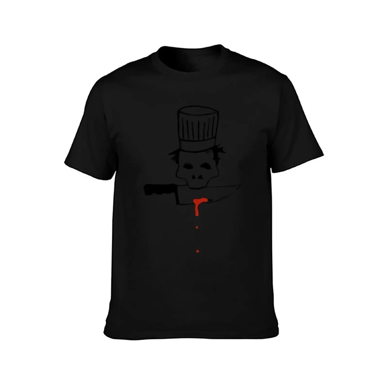 Retro Chef Skull With Knife Anthony Bourdain's Emblem \t \t (White) \t T-Shirt, Summer Casual Cotton Tee, Vintage Graphic Print