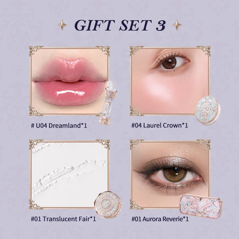 Flower Knows Knight Unicorn Collection Gift Set Makeup Palette Mirror Lipstick Blush Loose Setting Powder Kit De Maquillaje