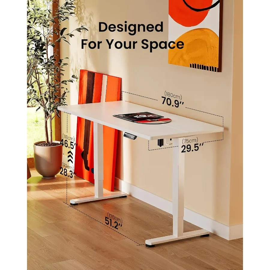 ارتفاع قابل للتعديل مكتب قائم كهربائي 71 × 30 بوصة مكتب الجلوس الوقوف للمنزل والمكتب محطة عمل كبيرة مع وظيفة الذاكرة #3