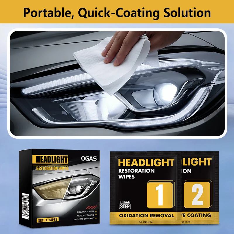 

Набор для восстановления и ремонта автомобильных фар: жидкость для очистки и влажные салфетки для удаления пожелтения и восстановления фар