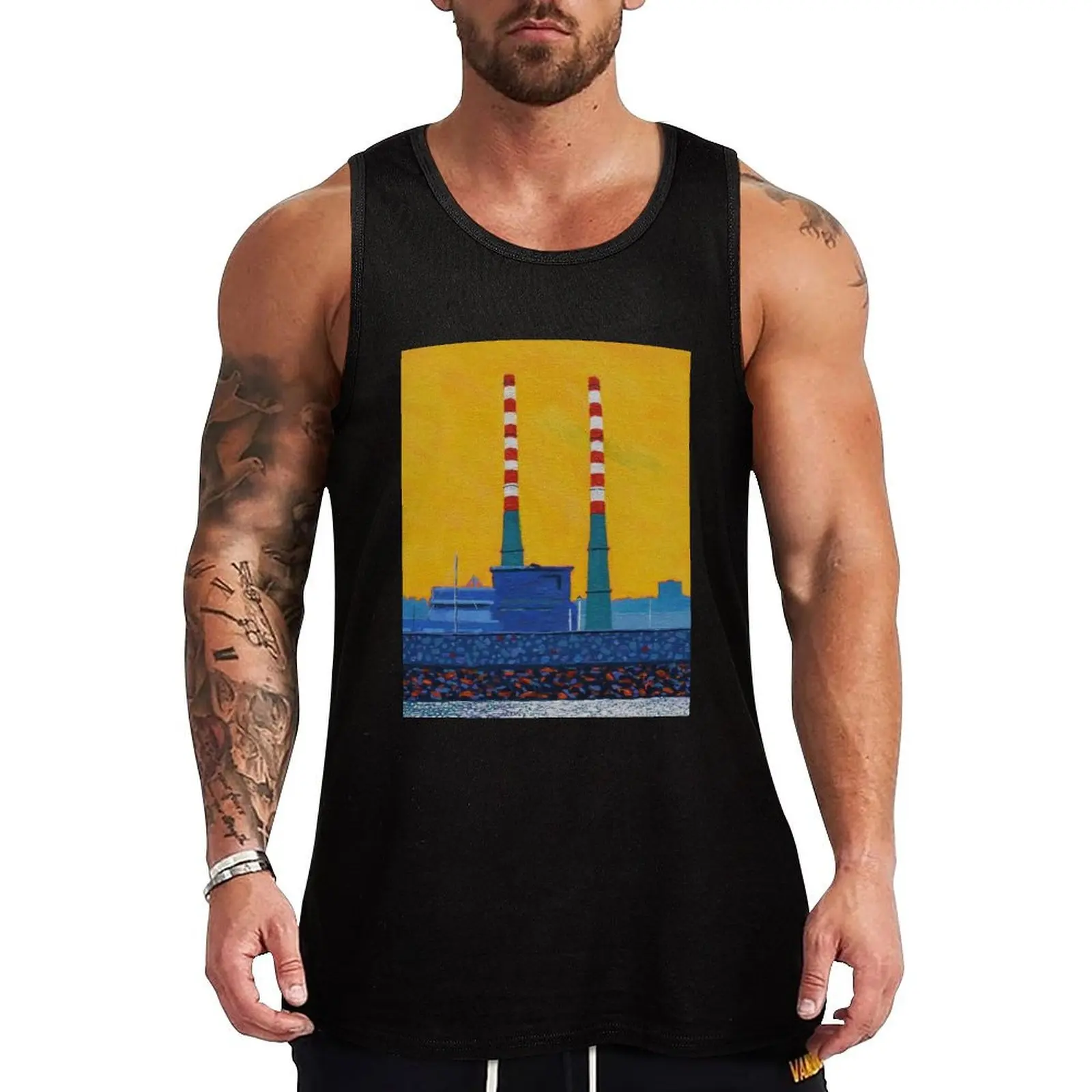 The Poolbeg Chimneys (Dublin, Ireland) Tank Top gym clothing men bodybuilding t shirt anime t-shirts Top