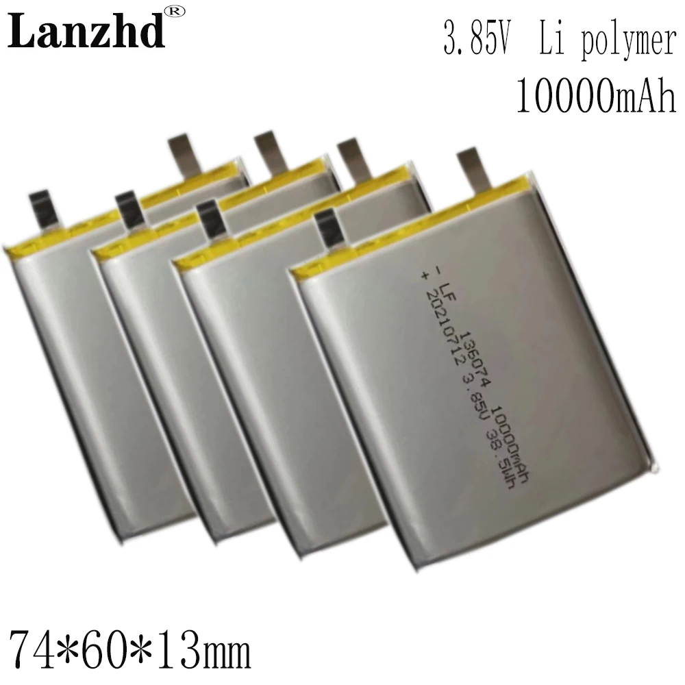 1-12 szt. 136074 10000mAh 3.85V litowo-polimerowe ogniwo zamienne do mobilne źródło zasilania DIY, akumulator wysokiego napięcia 3.7V