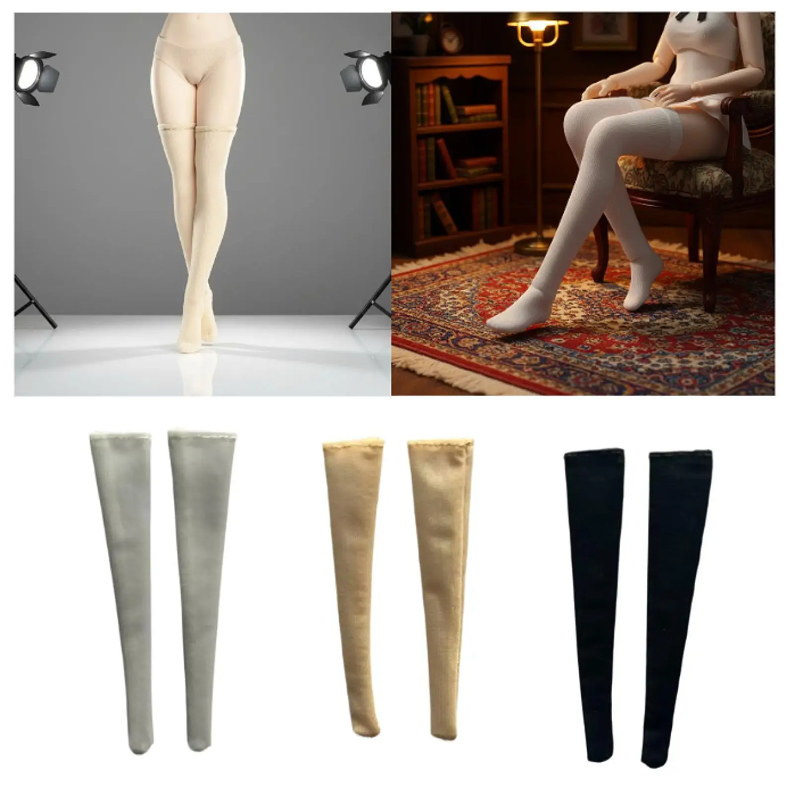 1/12 Scale Female Figure Stockings, up Elastic Thigh High Stockings Model, Women Doll Accessories, Miniature