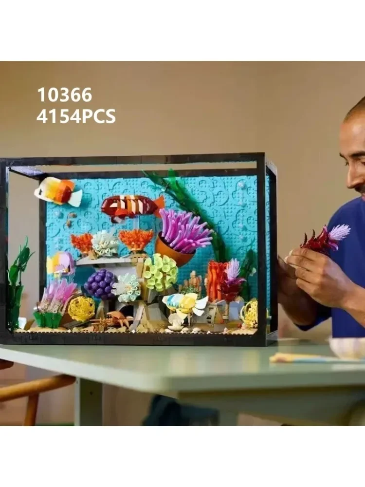 10366 Kinderen Educatief Speelgoed Bouwstenen Tropisch Aquarium Aquarium Model Oceaan Dier 4154 Stuks Monteren Vakantie Cadeau jongen