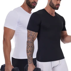 Compression Shirt Men Fitness Gym Body Shaper Sport Running T-Shirt Rashgard Tops Tee Quick Dry Short Sleeve Tops Male Shapewear