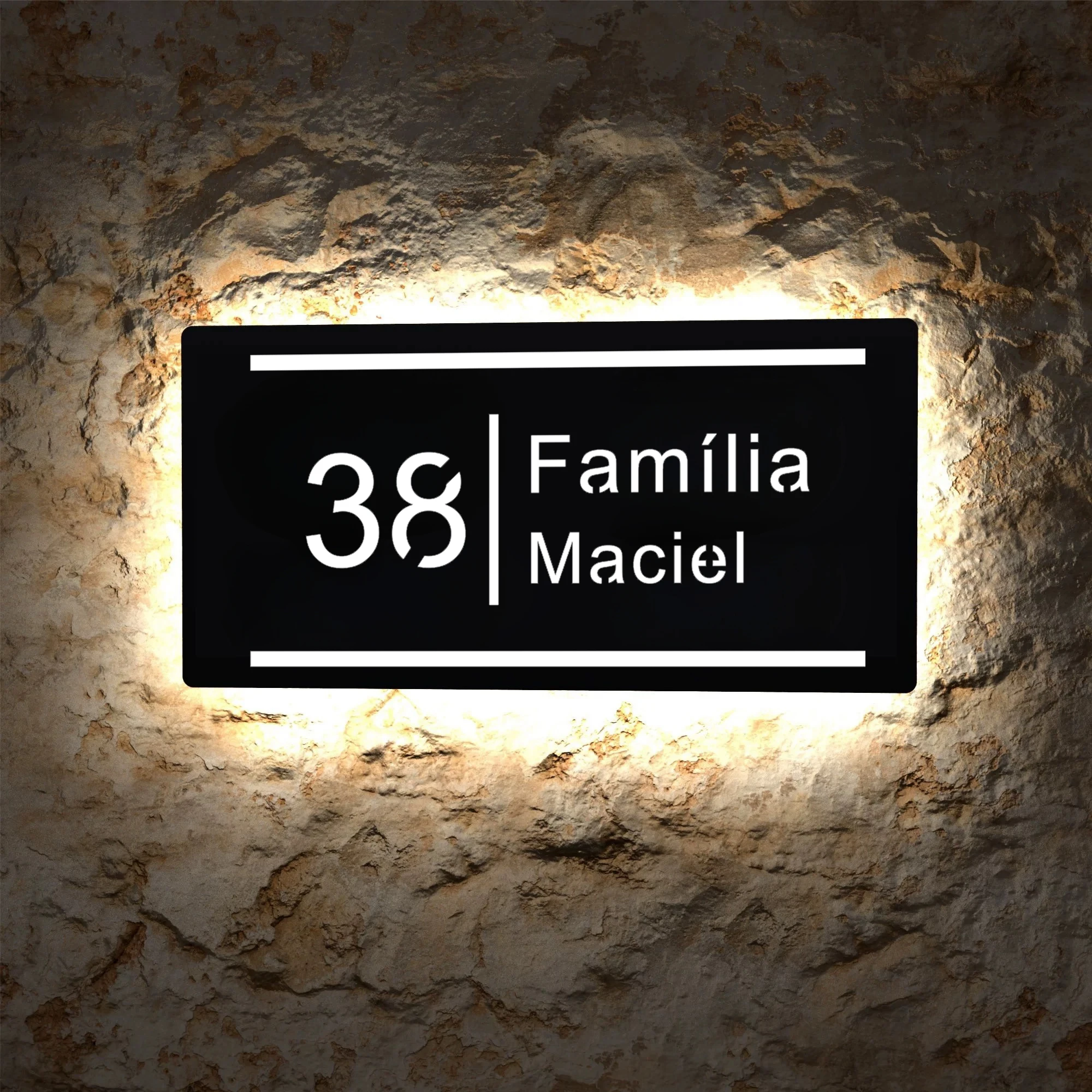 Numero civico moderno personalizzato 3D LED Informazioni sull'indirizzo civico Targa luminosa Decorazione da parete artistica per esterni