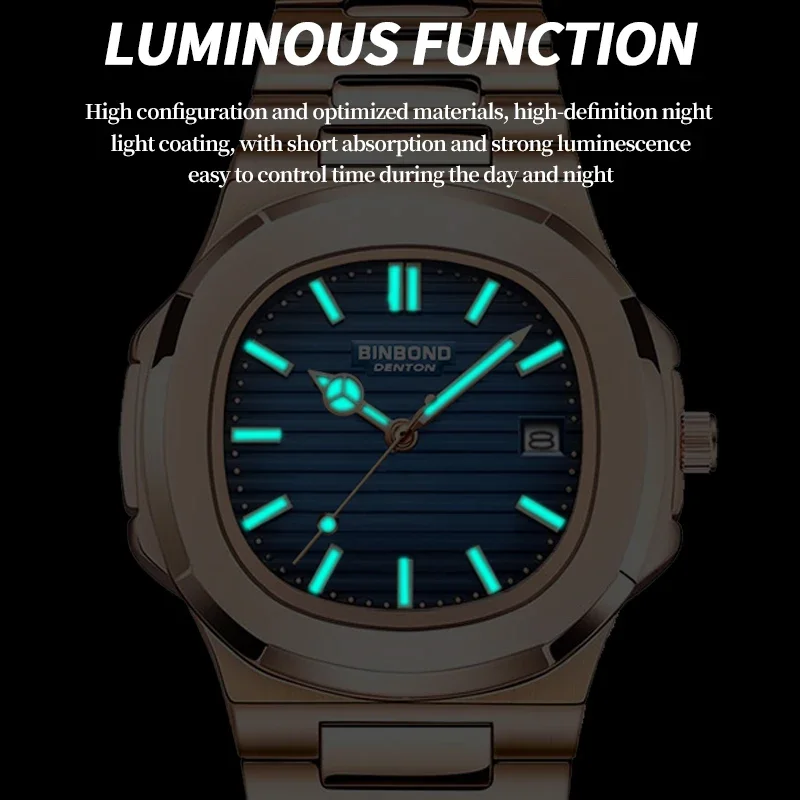 New Casual Business Rose Gold Clock Men Luxury Watch Automatic Watches Mens Top Fashion Quartz Wristwatches Gifts Reloj Hombre