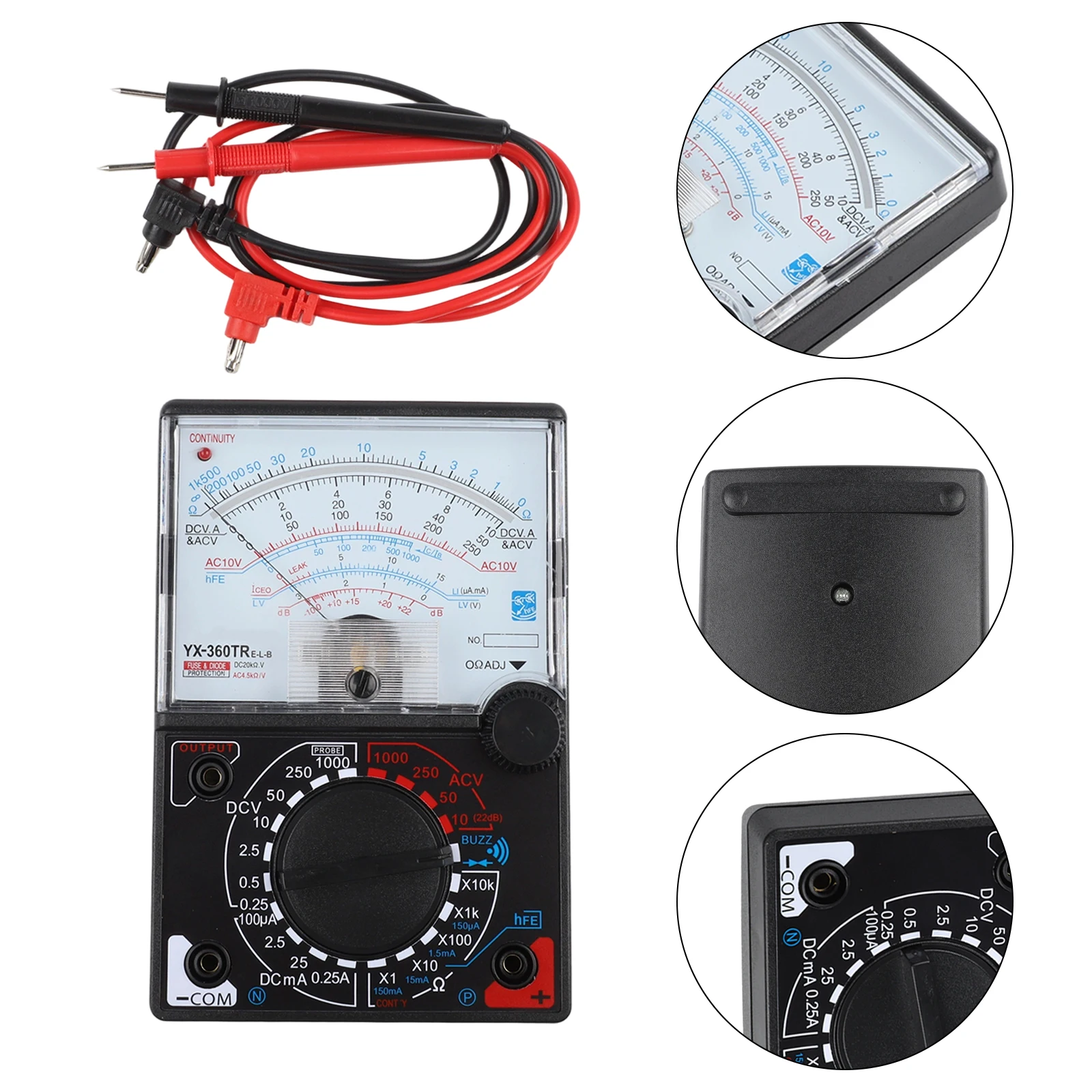 YX360TRELB Pointer Multimeter ACDC Meter with Test Pen and Indicator Light for Voltage Current Resistance Measurement