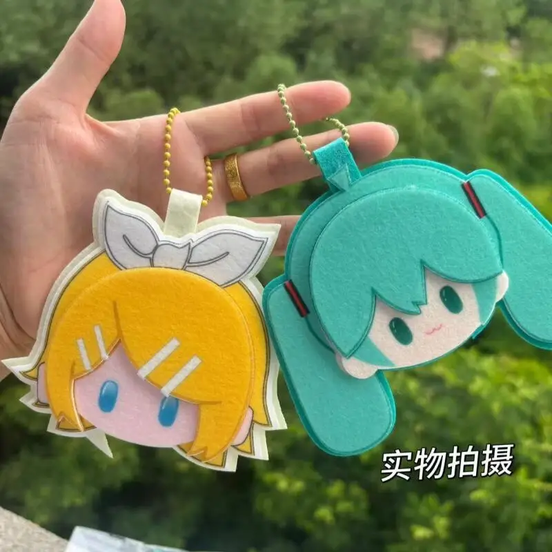 New Anime Figure Hatsune Miku Keychain Cartoon Kagamine Len Doll Backpack Zipper Decoration Peripheral Car Keychain Friend Gift