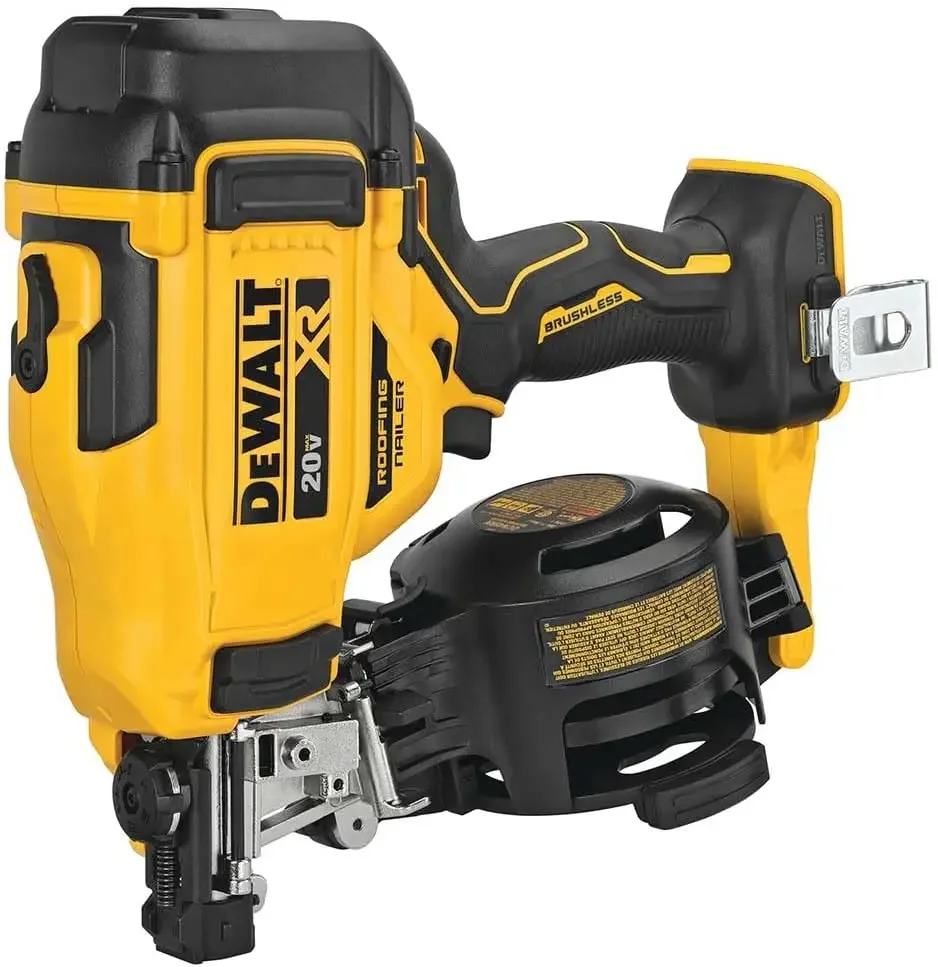 DeWalt 20V MAX Brushless 15 Degree Cordless Coil Battery Powered Roofing Nailer with Tool-Free Nail Tray (Yellow and Black)