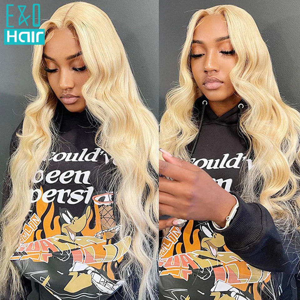 

E&Q 13x6 613 Honey Blonde Lace Front Human Hair Wigs For Women Peruvian Remy Hair 36 Inch Transparent 13x4 Straight Frontal Wig