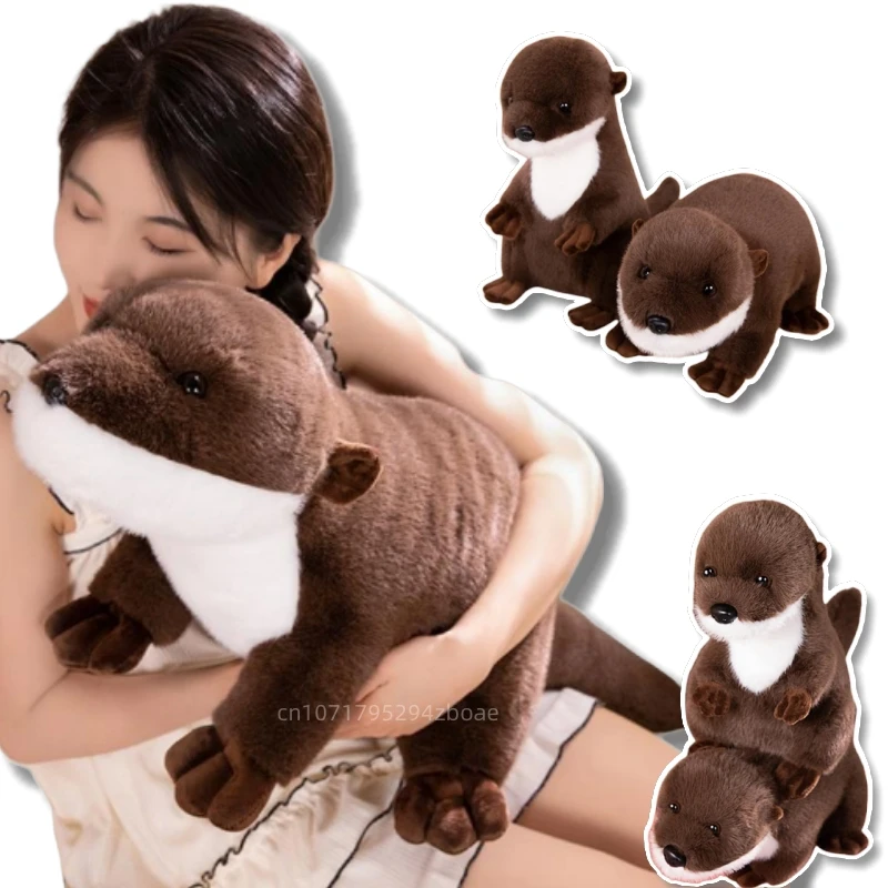 60cm Simulation Giant Otter Plush Doll Pillow Lifelike Standing Lying Otter Plush Toy Home Decoration Gift For Boys And Girls