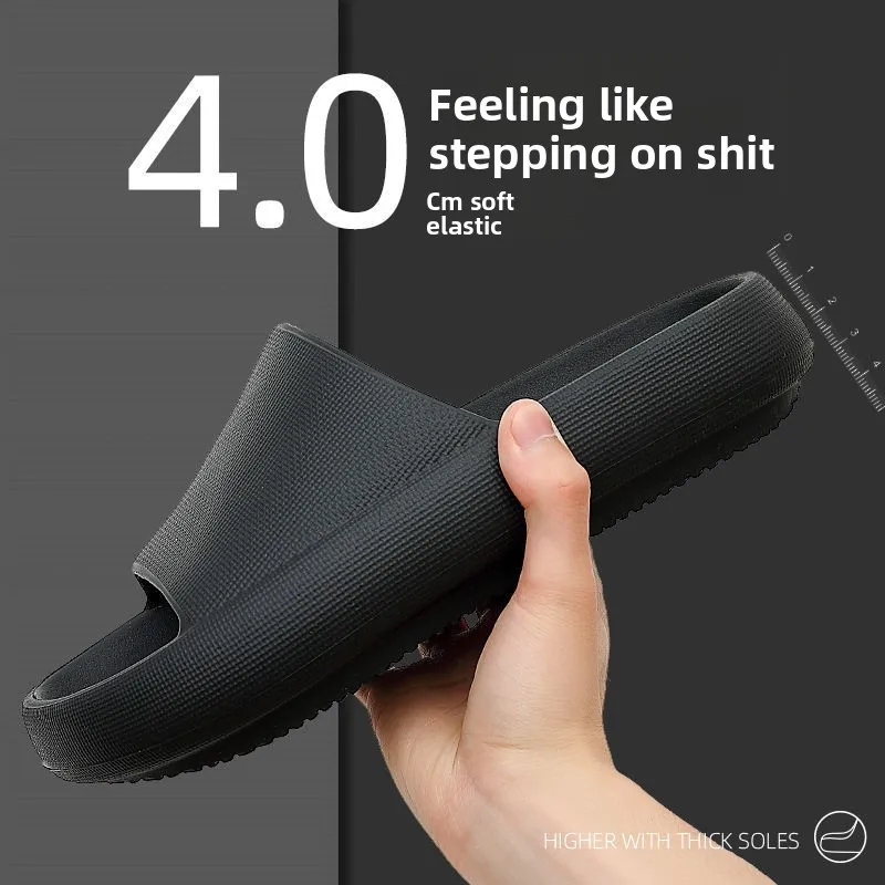 Home-use men's and women's thick-soled couple's household quiet-sounding bathroom slip-on shoes with a feces-sensing feature view 2