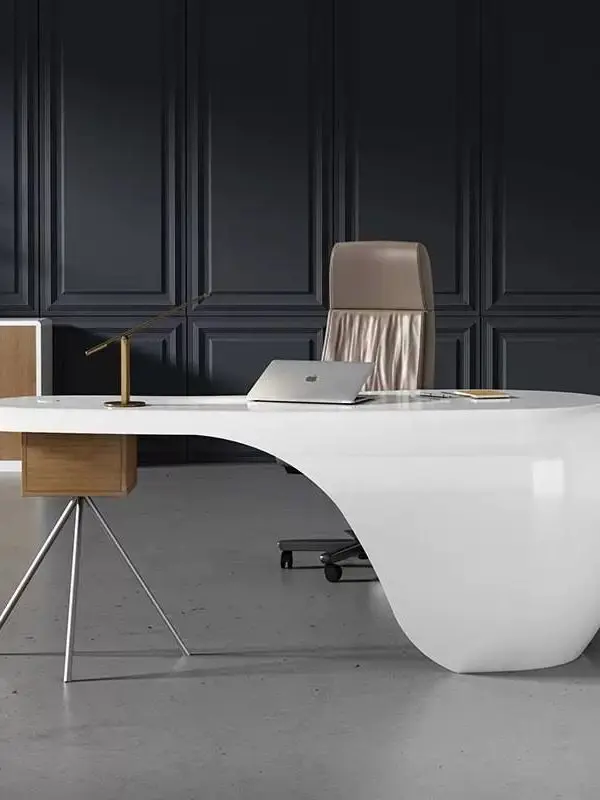 

*Baking Paint Boss Table Simple Light Luxury Curved Density Board Office Writing Desk Fashionable High-quality Boss's Desk