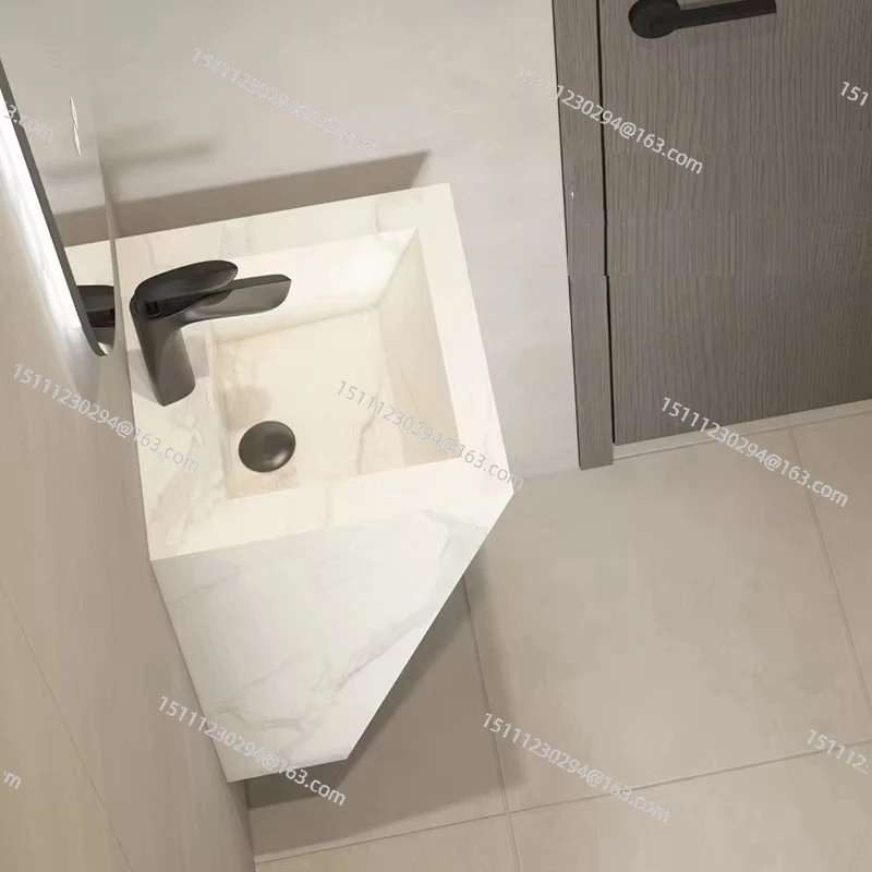 

Modern Lightweight Luxury Wall Mounted Half Base Burnt Stone Bathroom Sink