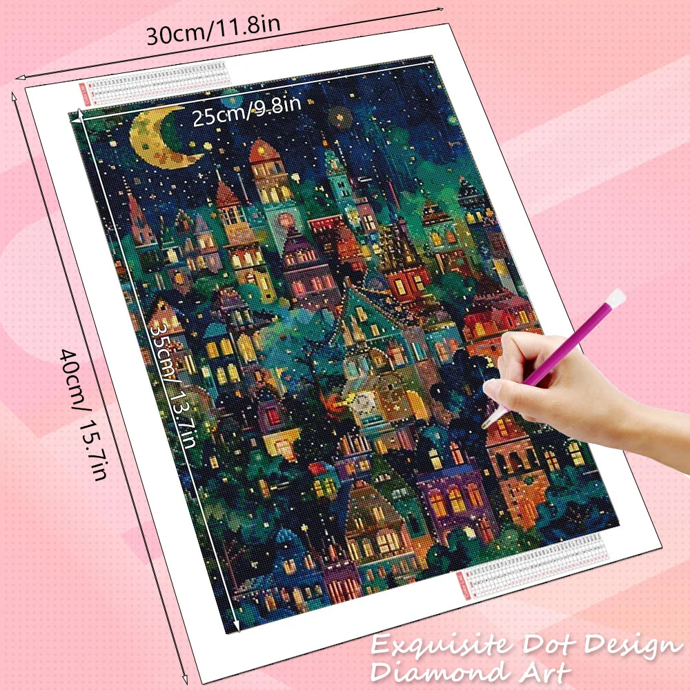 HUACAN Diamond Painting House Landscape Full Square Round Drill Mosaic Unique Gift Rhinestones Home Bedroom Wall Artwork