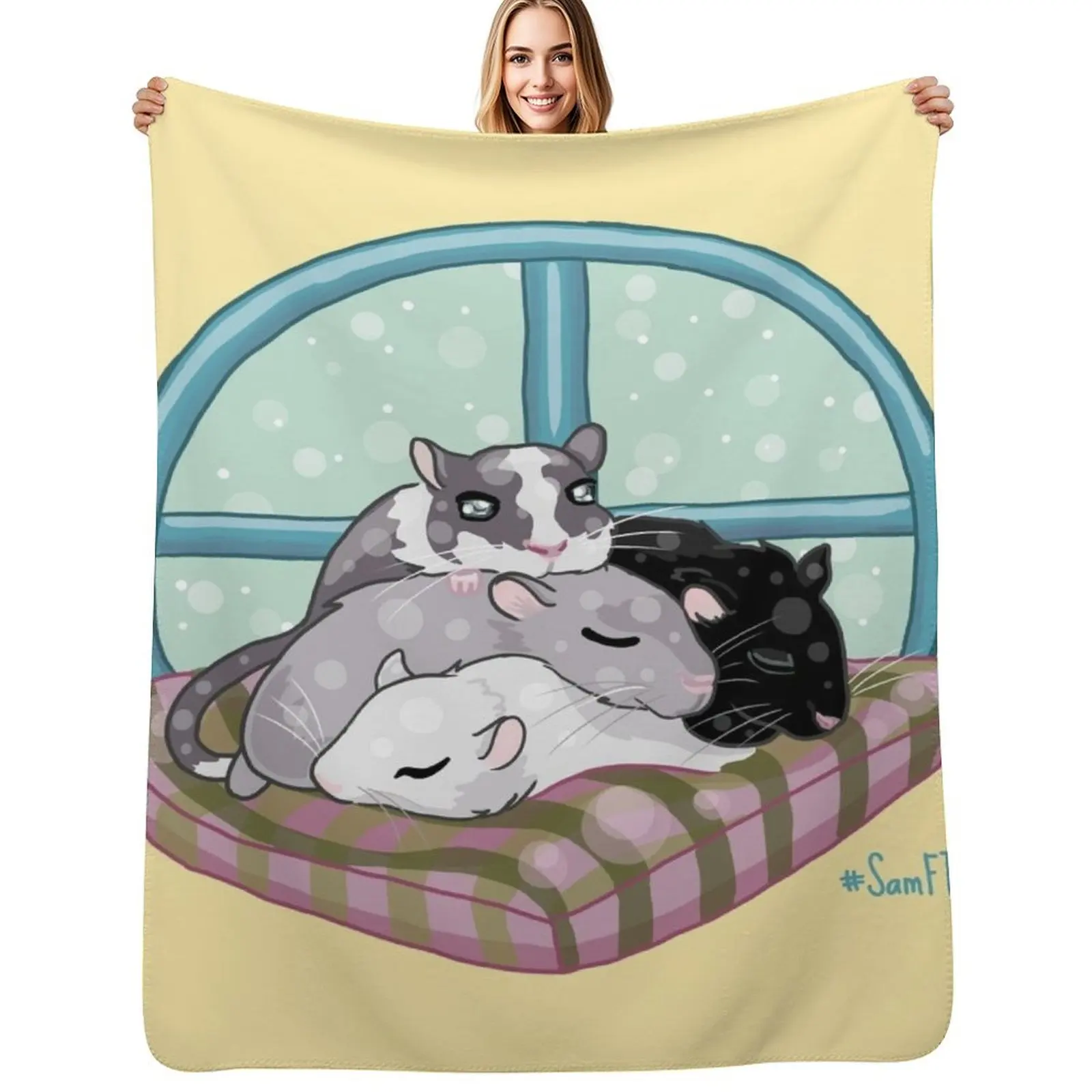 

Cozy Gerbils Throw Blanket Decorative Beds wednesday Soft Flannel Blankets