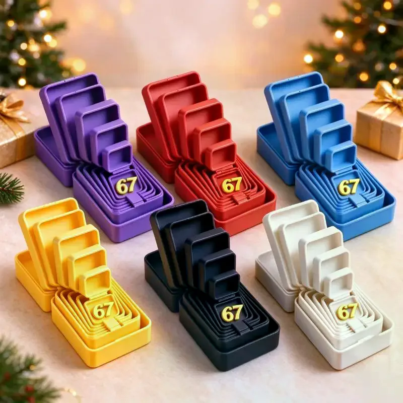 6Pcs 6 Layer Reusable Nested Gift Box Set Multi Layer Prank Surprise Box With Built In Number 67 For Friend Supply For Daily Us