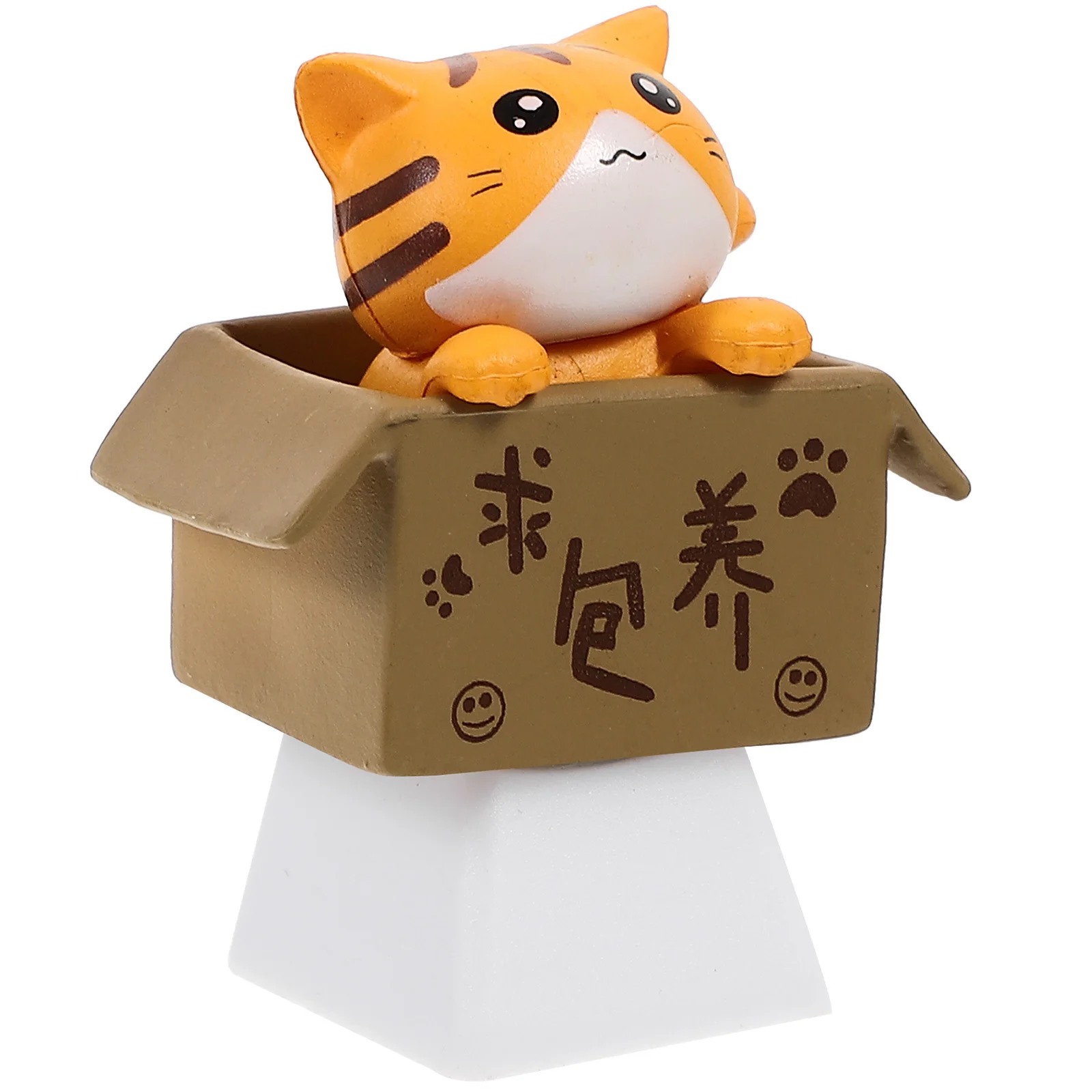 Adorable Cat in Box R4 Profile Keycap Custom DIY Mechanical Keyboard Caps Decoration Replacement Key Caps for Gaming Gift