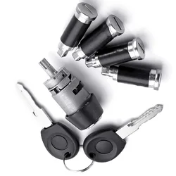 Car Start Switch Door Lock Cylinder Ignition Switch 4 Door Lock Barrel 2 Keys Zinc Alloy For VW T4 Caravelle 1990 1991 1992-2003